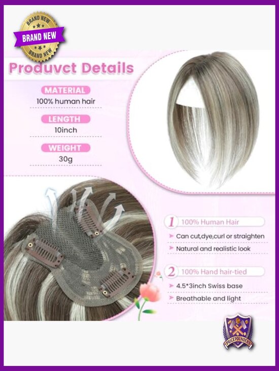 Human Hair Topper 10 Inch Swiss Base Hairpiece for Thinning Hair main image 5